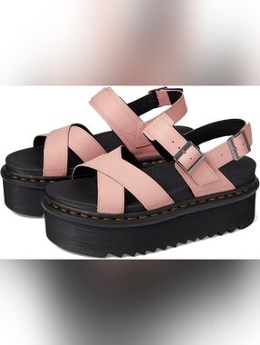 HOT DEAL Dr. Martens Pink Platform Leather Sandals with Black Sole NWOT L11